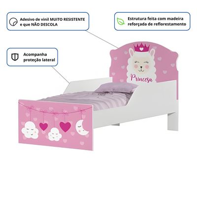 Mini Cama Infantil 153,2x79cm com Proteção Lateral Personagens Lhama K02 - D'Rossi