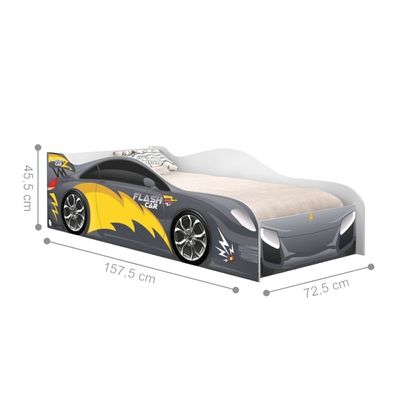 Mini Cama Infantil 157,5x72,5cm com Proteção Lateral Carro Chumbo K02 - D'Rossi