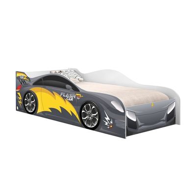 Mini Cama Infantil 157,5x72,5cm com Proteção Lateral Carro Chumbo K02 - D'Rossi