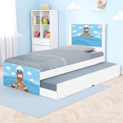 Cama Solteiro Infantil com Cama Auxiliar 195x96cm Personagens Marinheiro K02 - D'Rossi