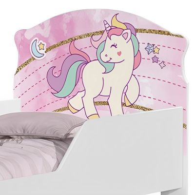 Mini Cama Infantil com Cama Auxiliar 153x79cm Personagens Unicórnio K02 - D'Rossi