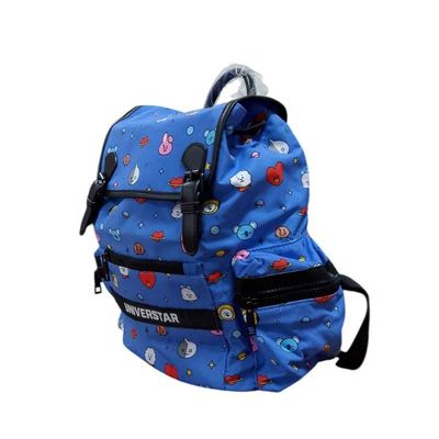 Mochila Azul de Costa Infantil Tipo Saco Personagens BT21