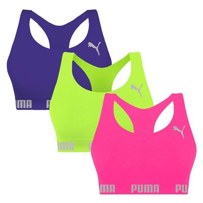 Kit 3 Tops Puma Nadador Sem Costura Feminino M / Roxo/Verde