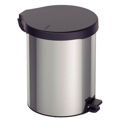 Lixeira com Pedal Tramontina New 12L Inox Polido Tampa Preta Escritório Cozinha Banheiro