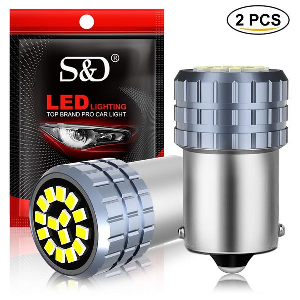 2 Peças Super Brilhantes Lâmpadas LED 1156 para Sinal de Luz do Carro 1156 BAU15S PY21W / amarelo