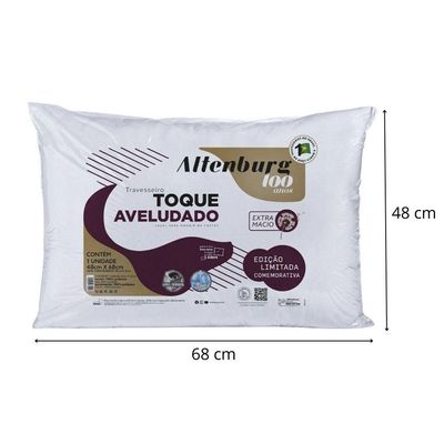Kit 4 Travesseiros Altenburg Toque Aveludado 48x68 Branco