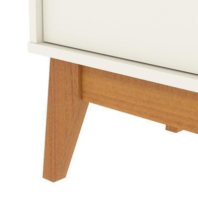 Buffet Aparador Ripado Com 2 Portas Monaco 92cm - Off White E Cedro