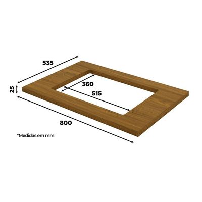 Tampo Para Balcão 80cm Cooktop Americana Estrutura Em Mdf Nature