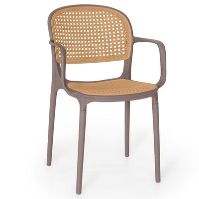 Kit 2 Cadeiras De Jantar Roma Prática Com Braços Para Sala E Cozinha - Marrom Claro