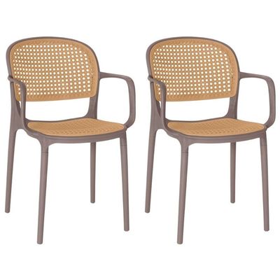 Kit 2 Cadeiras De Jantar Roma Prática Com Braços Para Sala E Cozinha - Marrom Claro