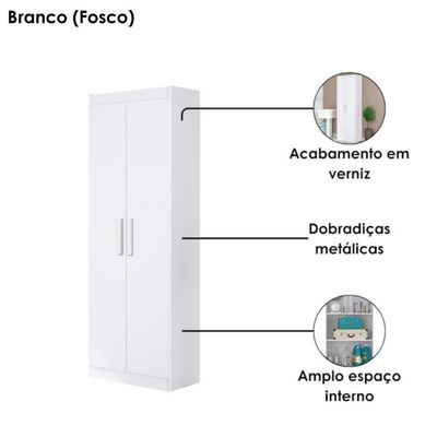 Armario Multiuso 2 Portas 183x60 Cm 2000191 Branco Armoveis Branco