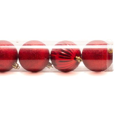 Tubo Bola Natal Le 8cm com 6 Unidades Vermelho