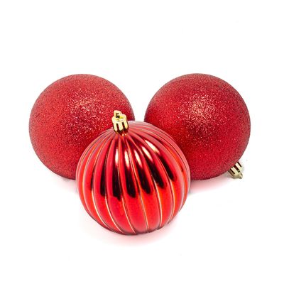 Tubo Bola Natal Le 8cm com 6 Unidades Vermelho