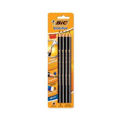 Lápis Grafite Bic Evolution Redondo Preto HB Nº2 com 4 Unidades