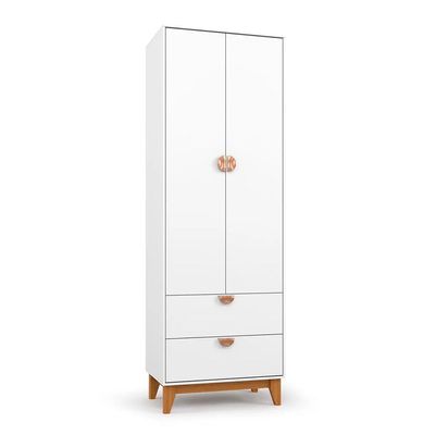 Quarto de Bebê Magia com Berço, Guarda-Roupa e Cômoda 2 Portas 5 Gavetas Branco e Amadeirado
