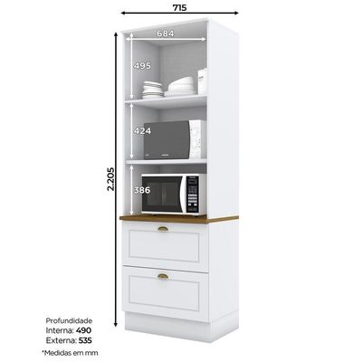 Paneleiro Duplo 2 Portas 2 Gavetas Americana Henn Branco Hp/nature