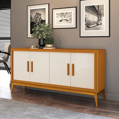 Buffet Aparador Para Sala De Jantar 2 Portas E Com Pés Union Edn Cedro E Off White