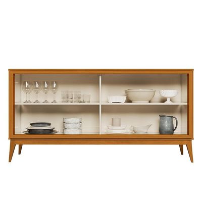 Buffet Aparador Para Sala De Jantar 2 Portas E Com Pés Union Edn Cedro E Off White