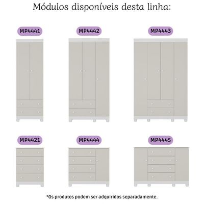 Cômoda Infantil 95cm 1 Porta E 4 Gavetas Allegra Multimóveis Mp4444 Branco/off White Branco/off White
