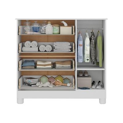 Cômoda Infantil 95cm 1 Porta E 4 Gavetas Allegra Multimóveis Mp4444 Branco/off White Branco/off White