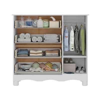 Cômoda Infantil 95cm 1 Porta E 4 Gavetas Dengo Multimóveis Mp4439 Branco/off White Branco/off White