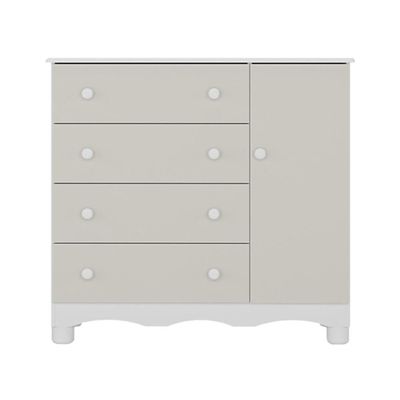 Cômoda Infantil 95cm 1 Porta E 4 Gavetas Dengo Multimóveis Mp4439 Branco/off White Branco/off White