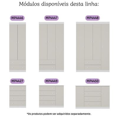 Cômoda Infantil 95cm 1 Porta E 4 Gavetas Encanto Multimóveis Mp4449 Branco/off White Branco/off White