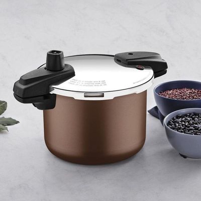 Panela De Pressão Tramontina Arizona Induction Em Alumínio Com Revestimento Antiaderente Mocaccino 20cm 4,5 Litros