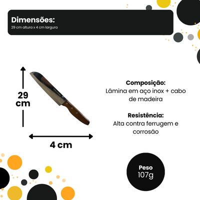 Faca Chef 29cm com Cabo de Madeira