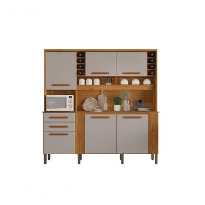 Armário De Cozinha 6 Portas 2 Gavetas Catar Cinamomo-off White