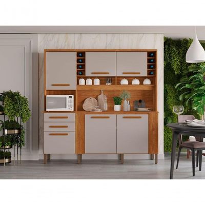 Armário De Cozinha 6 Portas 2 Gavetas Catar Cinamomo-off White