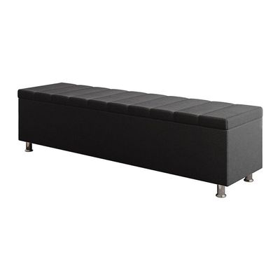 Calçadeira Baú Recamier Estofado King 195 Cm ônix Corino Preto