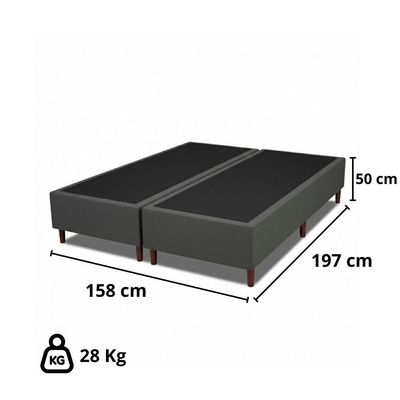 Base Box Queen Size Casal Prince Sued 158x197 Cinza