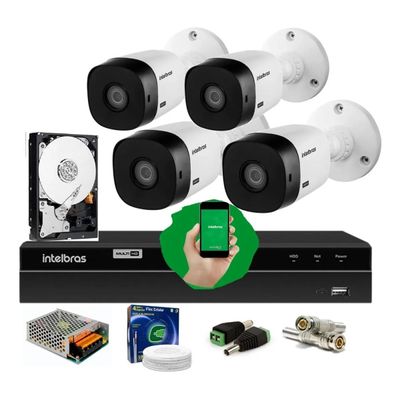 Kit Intelbras 4 Cam 1120b G4 Ir 20m Dvr 4 Mhdx  Hd 500g