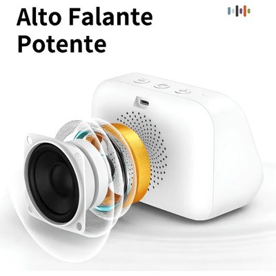 Caixa de Som Inteligente Tela LCD 4" Comando de voz Branco Minimen