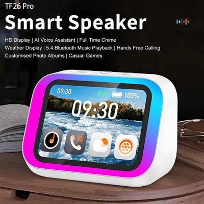 Caixa de Som Inteligente Tela LCD 4" Comando de voz Branco Minimen