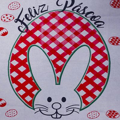 Pano De Prato Lomaer Sacaria Pascoa 50cmx70cm Estampado Coelho 0B Branco