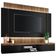 Painel Para TV 55 Pol Ripado com Bancada Suspensa Luzzi B01 Preto Castanho - Lyam Decor