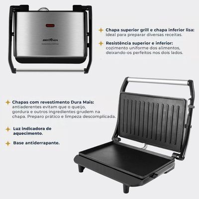 Kit Britânia Air Fryer + Batedeira + Grill + Liquidificador Preto/inox 220 V