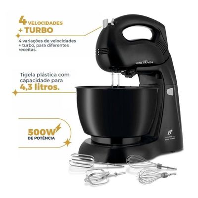 Kit Britânia Air Fryer + Batedeira + Grill + Liquidificador Preto/inox 220 V