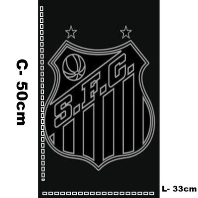 Toalha Social Academia e Mão Buettner Jacquard Veludo 100% Algodão Futebol Santos 33cmx50cm Preto