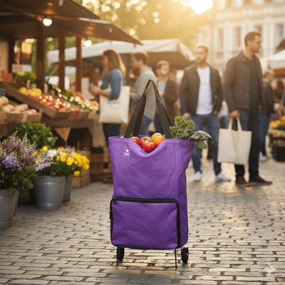 Bolsa Multiuso Dobrável com Rodinhas Roxa Bel Único