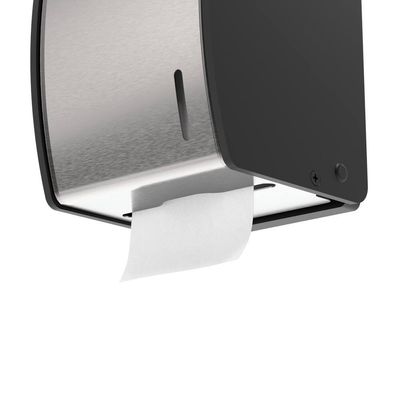 Porta Papel Higiênico de Parede Aço Inox Escovado com Chave Brinox Preto/Inox
