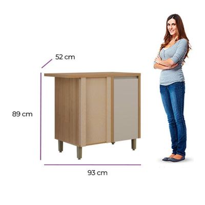 Balcão Canto Com Tampo Allure Linea Brasil 100% Mdf Jequitiba/gris Fosco