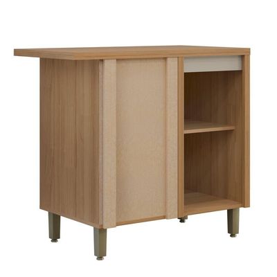 Balcão Canto Com Tampo Allure Linea Brasil 100% Mdf Jequitiba/gris Fosco