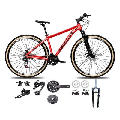 Bicicleta Aro 29 Absolute Nero 5 Kit 2x9 Gta Sunrun K7 Freio A Disco Garfo Com Trava Mtb vermelho Tam: 19