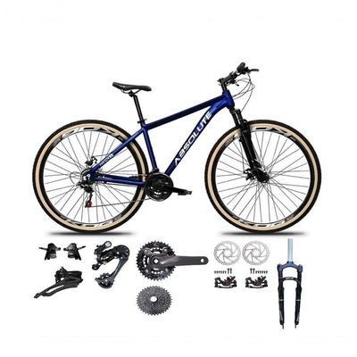 Bicicleta Aro 29 Absolute Nero 5 Kit 2x9 Gta Sunrun K7 Freio A Disco Garfo Com Trava Mtb Azul Tam: 19