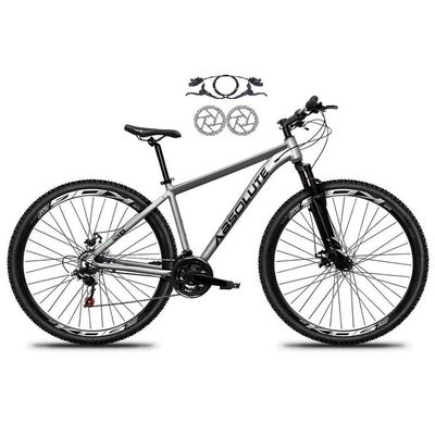 Bicicleta Aro 29 Absolute Nero 5 Alumínio 21v Freio Hidráulico Garfo Suspensão Mountain Bike cinza Tam: 13.8
