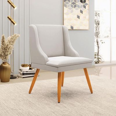Kit 4 Cadeiras Decorativas Sala de Jantar Pés Palito de Madeira Firenze Veludo Cinza/Natural G19 - Gran Belo