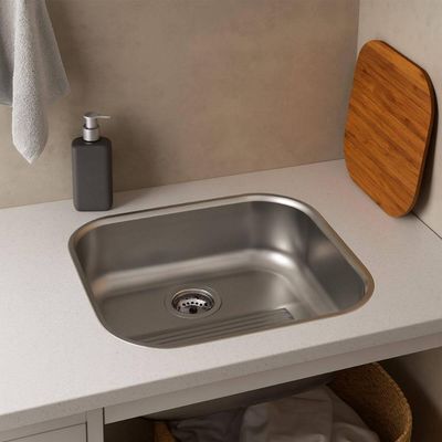 Tanque de Encaixe Tramontina 40x35cm Aço Inox Escovado com Tábua de Madeira 19L Hera Compact